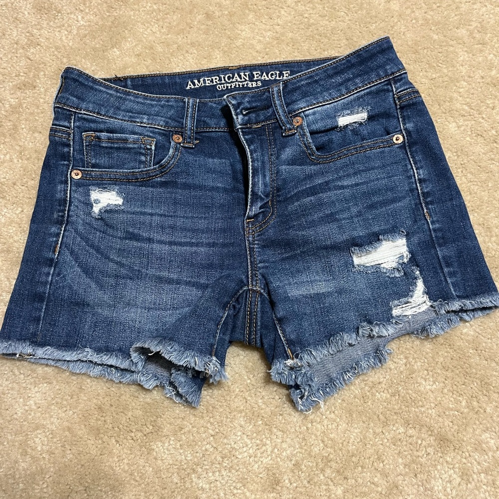 American Eagle Outfitters Distressed Blue Jean Shorts